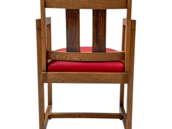 Art Deco Modernist Armchair with Red Leather Seat, 1920s